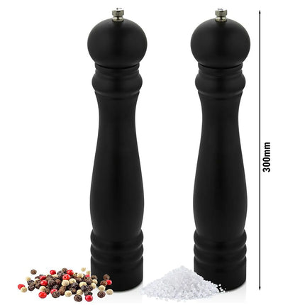 GGM Gastro Salt & Pepper Mills - Wood - Height: 300mm - Black