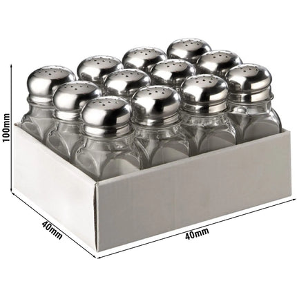 GGM Gastro Salt & Pepper Shakers - 12-piece set - square - Glass - Height: 100mm