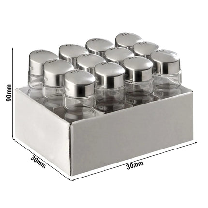 GGM Gastro Salt & Pepper Shakers - 2-piece set - Ø30mm - Stainless Steel - Glass - Height: 90mm