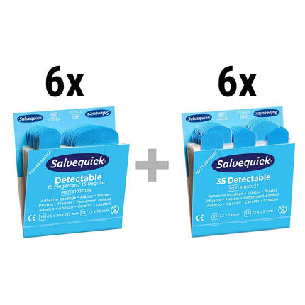 GGM Gastro Salvequick | Plaster Dispenser Blue Detectable - filled - for catering kitchens - with blue metal-detectable plasters - incl. refill kit