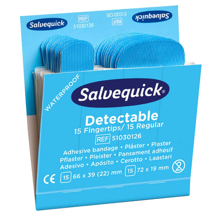 GGM Gastro Salvequick | Plaster Dispenser Blue Detectable - filled - for catering kitchens - with blue metal-detectable plasters - incl. refill kit