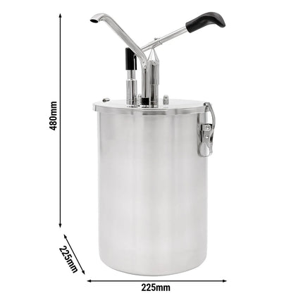 GGM Gastro Sauce Dispenser with Pump - 10 litres - adjustable dose - with container - Stainless steel - 225x480mm - 25 to 40ml per pump