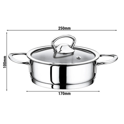 GGM Gastro Saucepan - Stainless Steel - 1L - Ø 160mm - Height: 50mm - incl. Lid