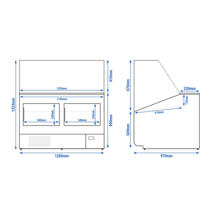 GGM Gastro Serve Over Counter - 1256mm - capacity 262 litres - front panel light blue