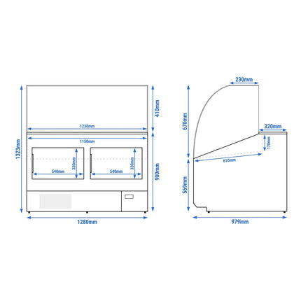 GGM Gastro Serve Over Counter - 1256mm - front panel red - capacity 262 litres