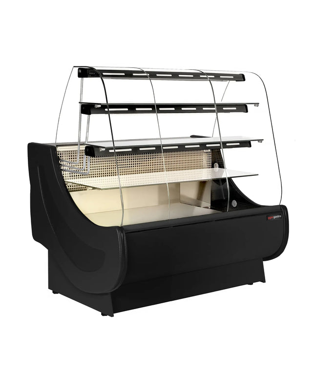 GGM Gastro Serve Over Counter - 1300x980mm - with lighting - 3 glass shelves - cake pull-outs - black front