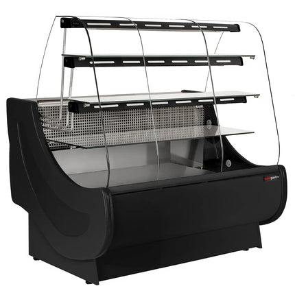 GGM Gastro Serve Over Counter - 1300x980mm - with lighting - 3 glass shelves - cake pull-outs - black front