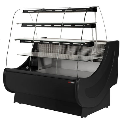 GGM Gastro Serve Over Counter - 1300x980mm - with lighting - 3 glass shelves - cake pull-outs - black front