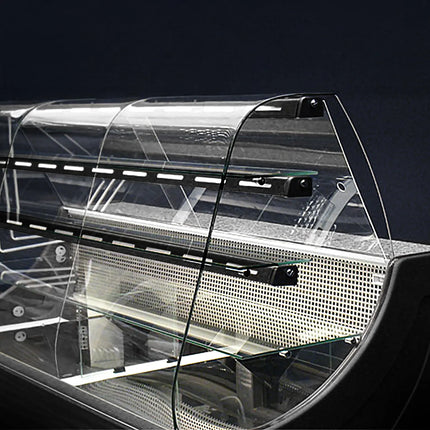 GGM Gastro Serve Over Counter - 1300x980mm - with lighting - 3 glass shelves - cake pull-outs - black front