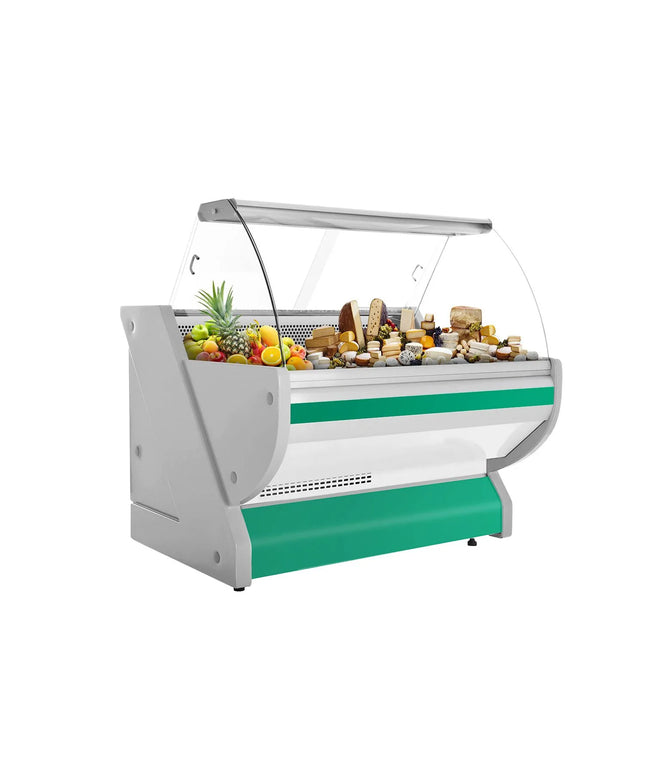 GGM Gastro Serve Over Counter - 1325x1150mm - curved front glass - granite worktop - green front - capacity 260 litres