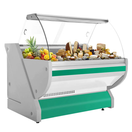 GGM Gastro Serve Over Counter - 1325x1150mm - curved front glass - granite worktop - green front - capacity 260 litres