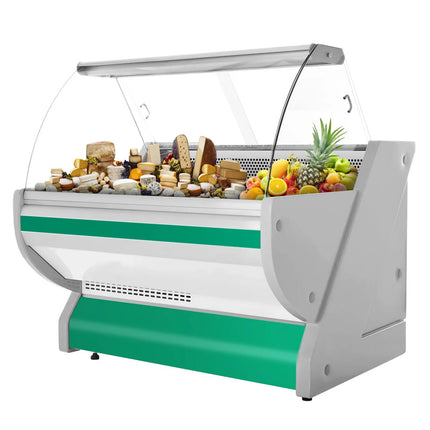 GGM Gastro Serve Over Counter - 1325x1150mm - curved front glass - granite worktop - green front - capacity 260 litres