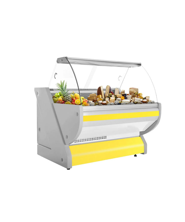 GGM Gastro Serve Over Counter - 1325x1150mm - curved glass - granite worktop - yellow front - capacity 260 litres
