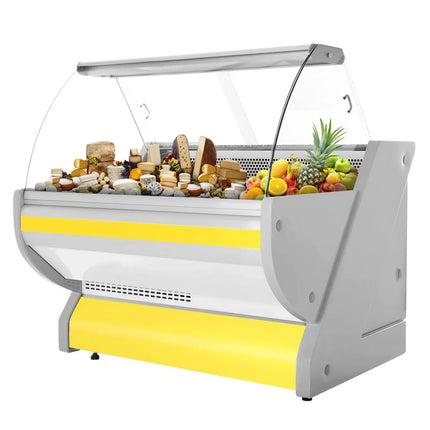 GGM Gastro Serve Over Counter - 1325x1150mm - curved glass - granite worktop - yellow front - capacity 260 litres