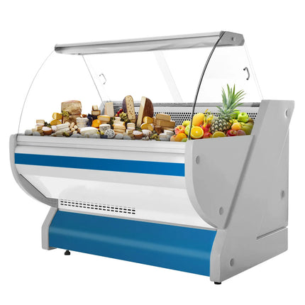 GGM Gastro Serve Over Counter - 1325x1150mm - granite worktop - blue front - capacity 260 litres - curved front glass