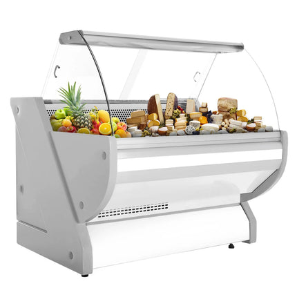 GGM Gastro Serve Over Counter - 1325x1150mm - granite worktop - curved front glass - capacity 260 litres - white front