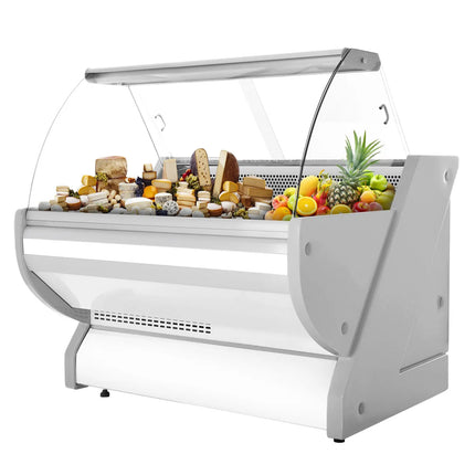 GGM Gastro Serve Over Counter - 1325x1150mm - granite worktop - curved front glass - capacity 260 litres - white front