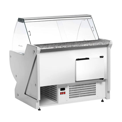 GGM Gastro Serve Over Counter - 1325x1150mm - granite worktop - curved front glass - capacity 260 litres - white front