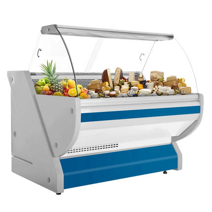 GGM Gastro Serve Over Counter - 1525x1150mm - blue front - meat lighting - illuminated front panel - granite worktop