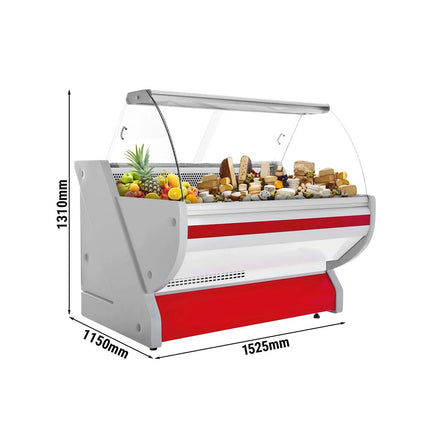 GGM Gastro Serve Over Counter - 1525x1150mm - granite worktop - red front - capacity 300 litres - curved front glass