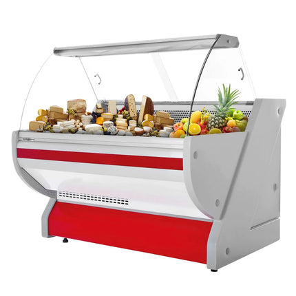 GGM Gastro Serve Over Counter - 1525x1150mm - granite worktop - red front - capacity 300 litres - curved front glass