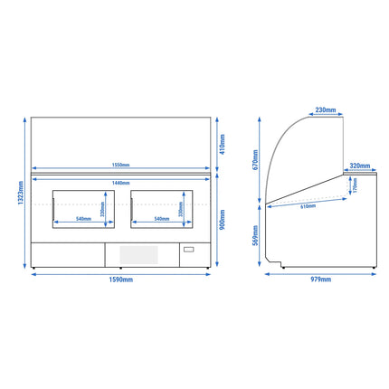 GGM Gastro Serve Over Counter - 1568mm - front panel light blue - capacity 324 litres