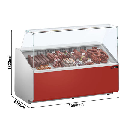 GGM Gastro Serve Over Counter - 1568x979mm - capacity 324 litres - front panel red - with 2 doors - panoramic glass