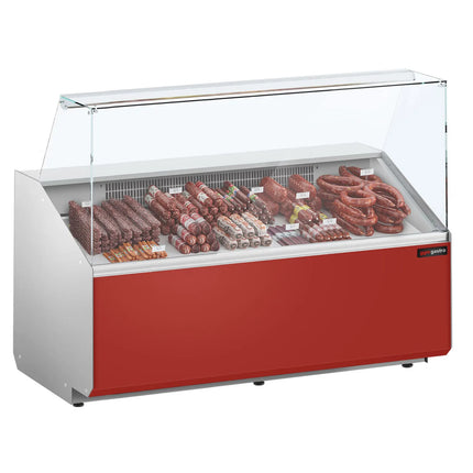 GGM Gastro Serve Over Counter - 1568x979mm - capacity 324 litres - front panel red - with 2 doors - panoramic glass