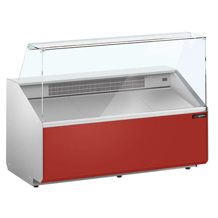 GGM Gastro Serve Over Counter - 1568x979mm - capacity 324 litres - front panel red - with 2 doors - panoramic glass