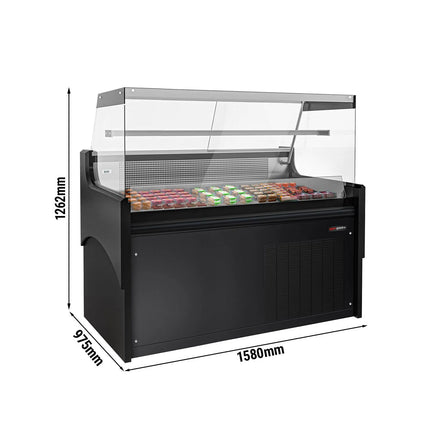 GGM Gastro Serve Over Counter - 1580x975mm - black front - with tempered glass shelf - marble worktop - capacity 140 litres