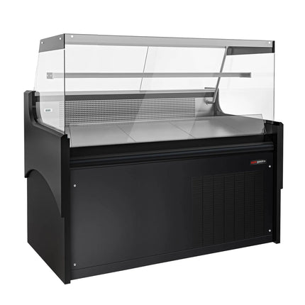 GGM Gastro Serve Over Counter - 1580x975mm - black front - with tempered glass shelf - marble worktop - capacity 140 litres