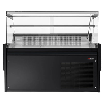 GGM Gastro Serve Over Counter - 1580x975mm - black front - with tempered glass shelf - marble worktop - capacity 140 litres