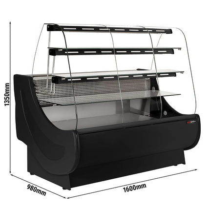 GGM Gastro Serve Over Counter - 1600x980mm - with lighting - 3 glass shelves - with cake drawers