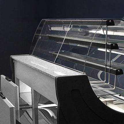 GGM Gastro Serve Over Counter - 1600x980mm - with lighting - 3 glass shelves - with cake drawers