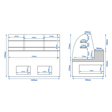 GGM Gastro Serve Over Counter - 1622mm - with 2 doors - with 2 shelves - capacity 271 litres
