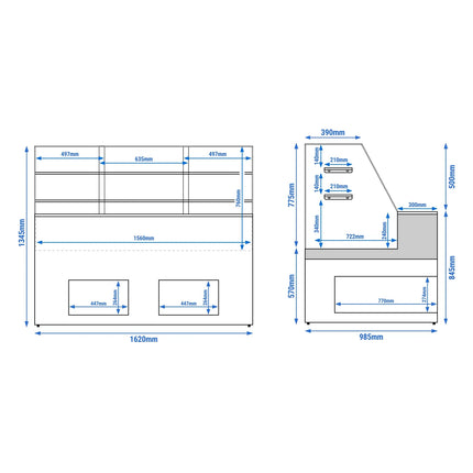 GGM Gastro Serve Over Counter - 1622mm - with 2 doors - with 2 shelves - LED lighting
