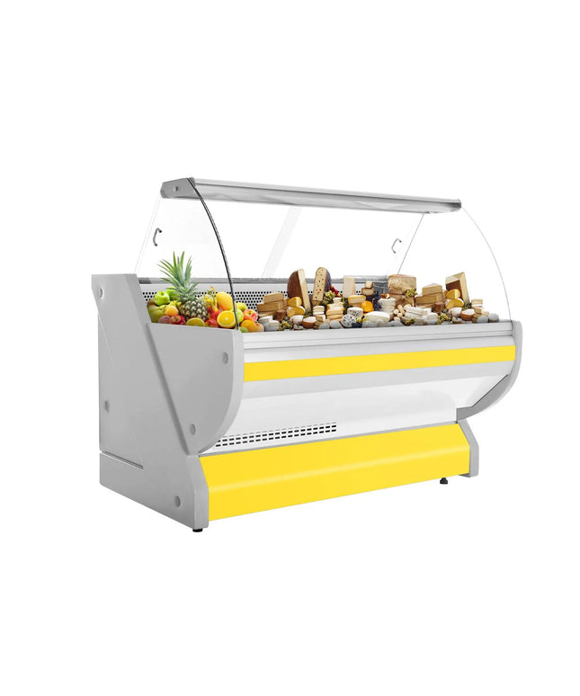 GGM Gastro Serve Over Counter - 1725x1150mm - curved front glass - granite worktop - yellow front - capacity 340 litres