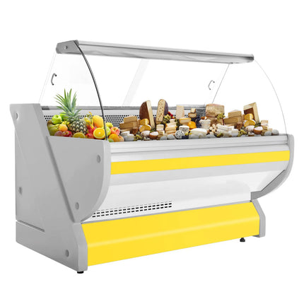 GGM Gastro Serve Over Counter - 1725x1150mm - curved front glass - granite worktop - yellow front - capacity 340 litres