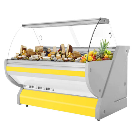 GGM Gastro Serve Over Counter - 1725x1150mm - curved front glass - granite worktop - yellow front - capacity 340 litres
