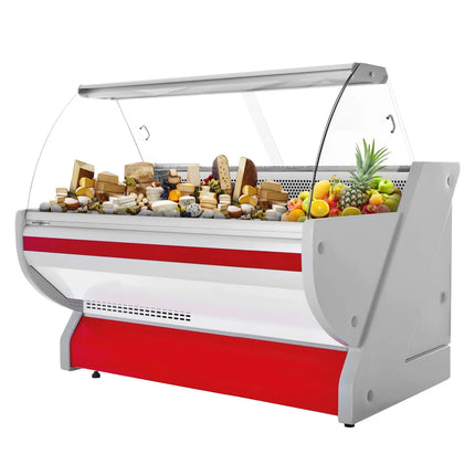 GGM Gastro Serve Over Counter - 1725x1150mm - front panel red - with meat lighting - granite worktop - capacity 340 litres