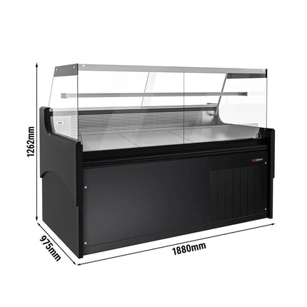 GGM Gastro Serve Over Counter - 1880x975mm - black front - with sliding rear windows - marble worktop - capacity 175 litres