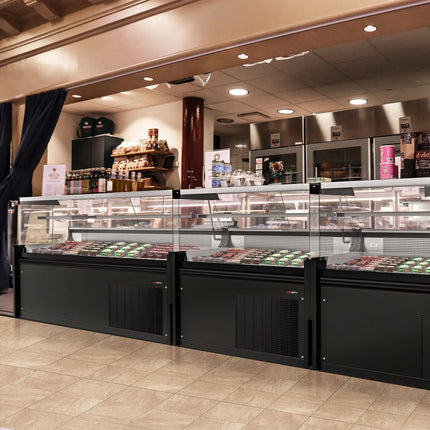 GGM Gastro Serve Over Counter - 1880x975mm - black front - with sliding rear windows - marble worktop - capacity 175 litres