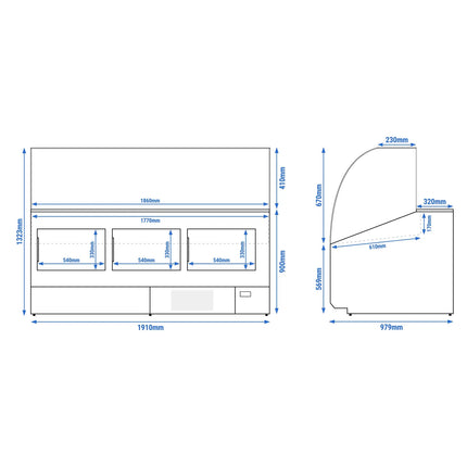 GGM Gastro Serve Over Counter - 1881mm - front panel beige - capacity 387 litres