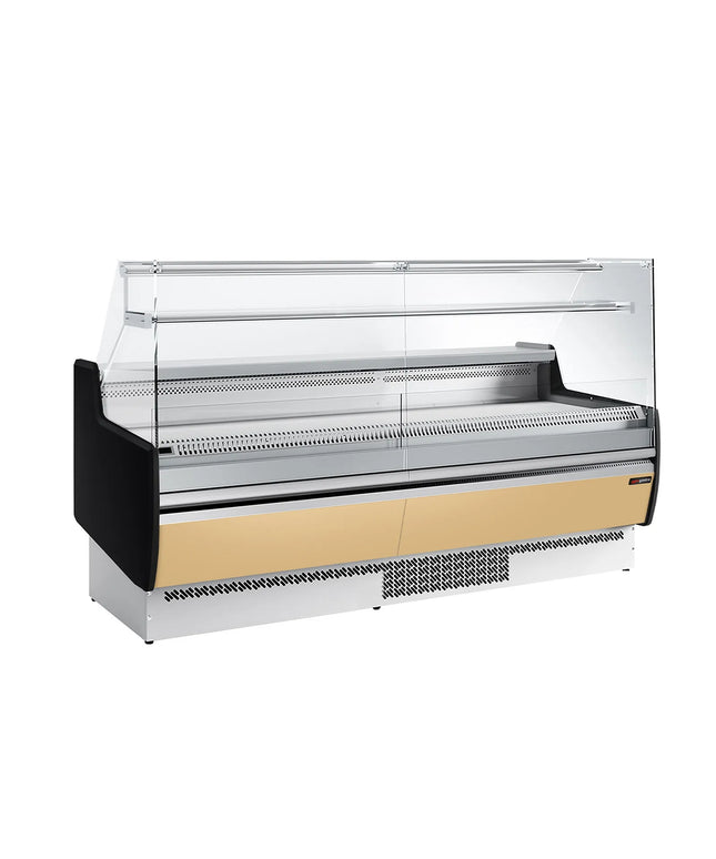 GGM Gastro Serve Over Counter - 1935mm - front and sides glass, rear open - 1 shelf - front panel beige - capacity 213 litres