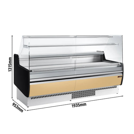 GGM Gastro Serve Over Counter - 1935mm - front and sides glass, rear open - 1 shelf - front panel beige - capacity 213 litres