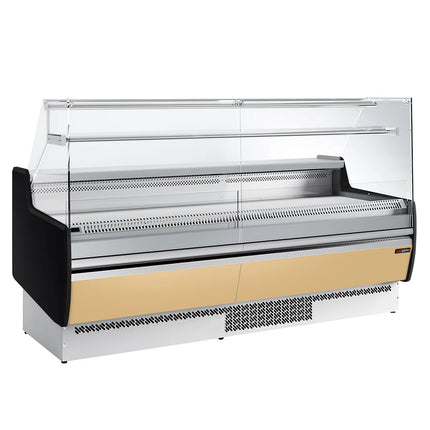 GGM Gastro Serve Over Counter - 1935mm - front and sides glass, rear open - 1 shelf - front panel beige - capacity 213 litres