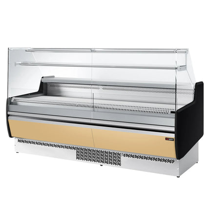 GGM Gastro Serve Over Counter - 1935mm - front and sides glass, rear open - 1 shelf - front panel beige - capacity 213 litres