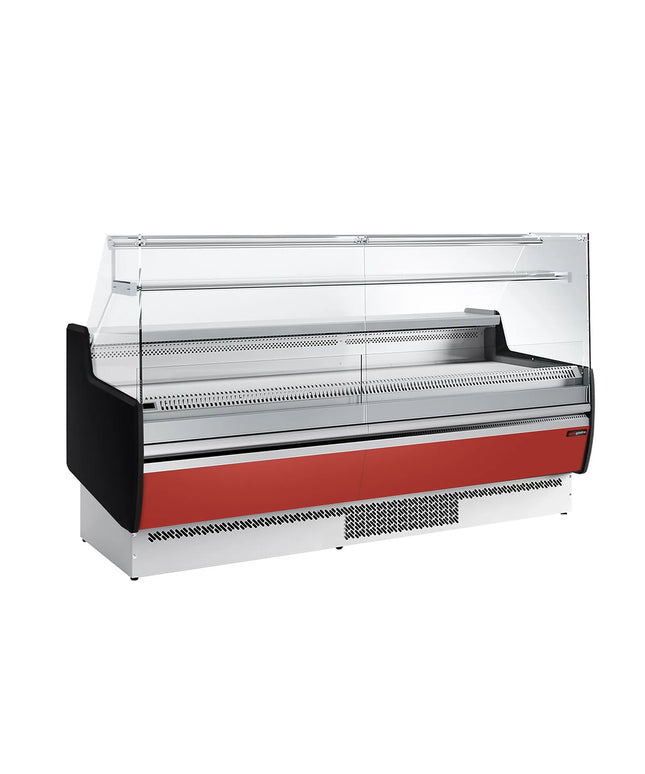 GGM Gastro Serve Over Counter - 1935mm - front and sides glass, rear open - capacity 213 litres - red front panel