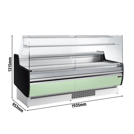 GGM Gastro Serve Over Counter - 1935mm - front and sides glass, rear open - capacity 213 litres - front panel light green