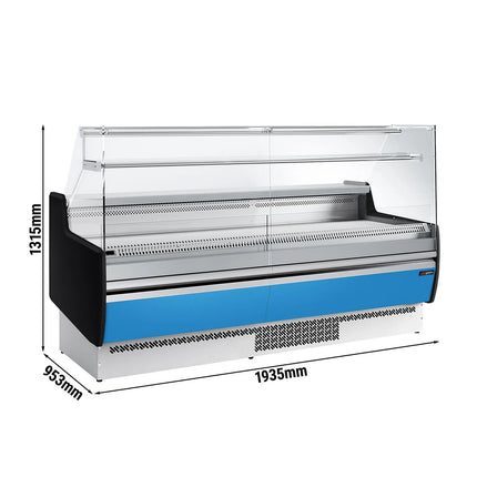 GGM Gastro Serve Over Counter - 1935mm - front and sides glass, rear open - capacity 213 litres - front panel light blue